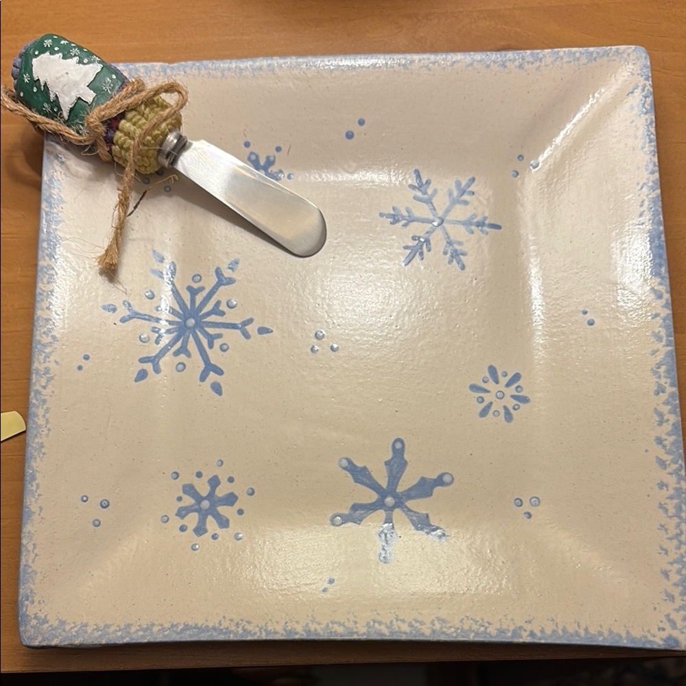 Snowflake Ceramic Cheese Plate